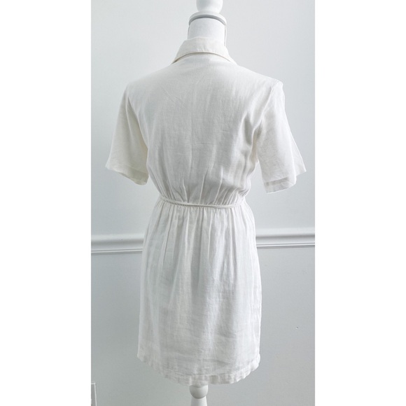 Abercrombie Linen Blend White Wrap Cutout Shirt Dress - Picture 8 of 9
